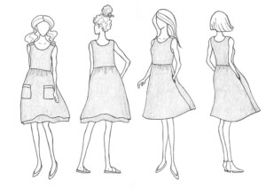 Metamorphic Dress Croquis with 4 figures