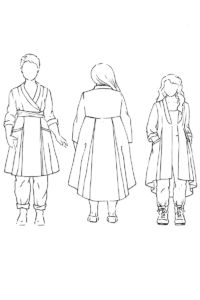 Styled Croquis drawing of Lichen Duster sewing pattern
