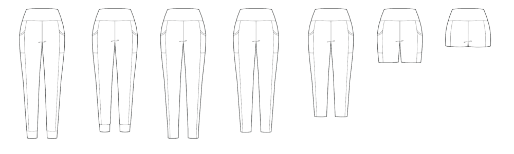 Limestone Leggings line drawing, back view