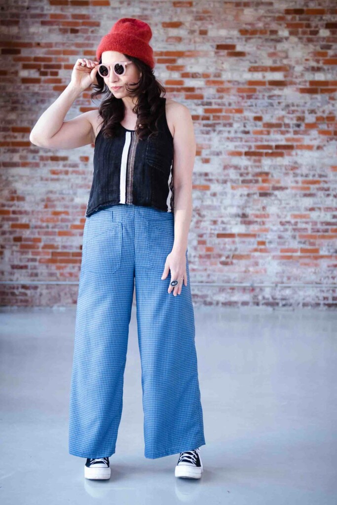 Blue Cosecha pants sewing pattern