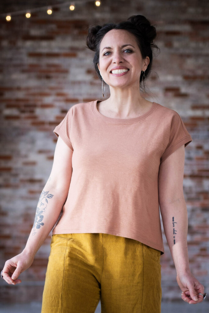 Meg rocking a Bedrock Tee