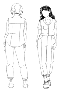Croquis of the front and back of the Joanie Top Sewing Pattern