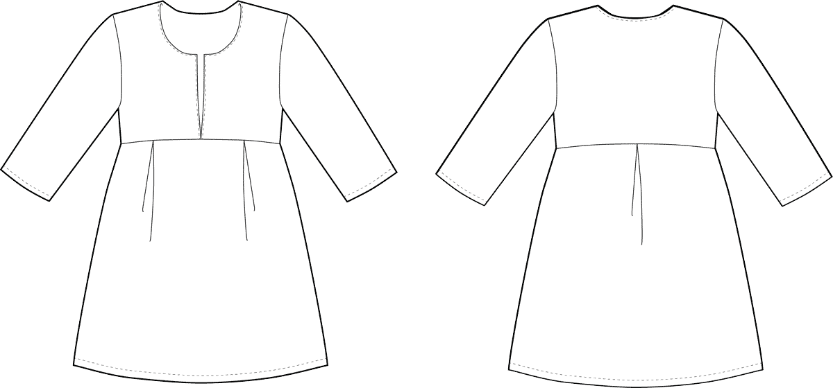 Line drawing of the Schoolhouse Tunic sewing pattern