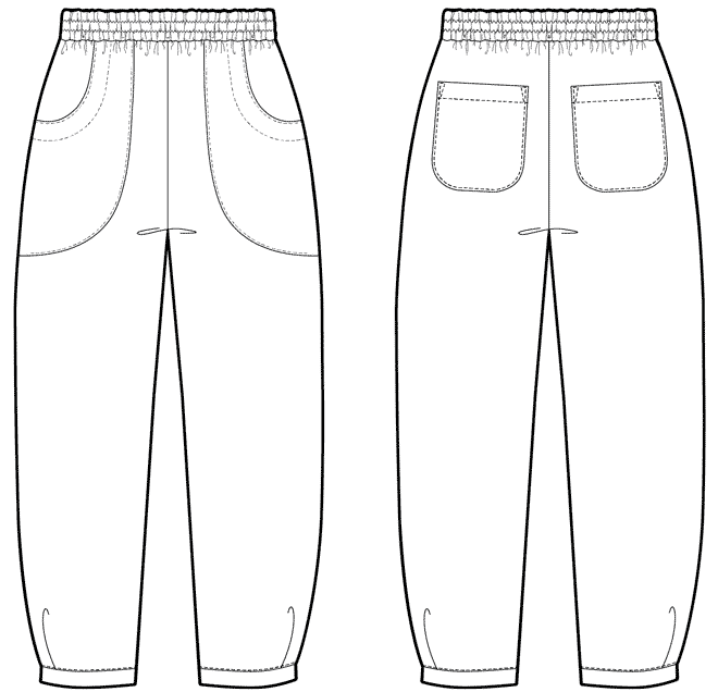 Chanterelle Pants Pattern View B Line Drawing