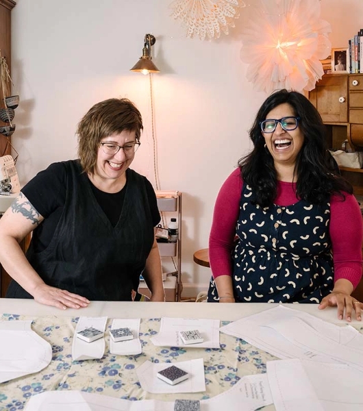 Shaerie and Sophia enjoying their time as Sophia learns to sew