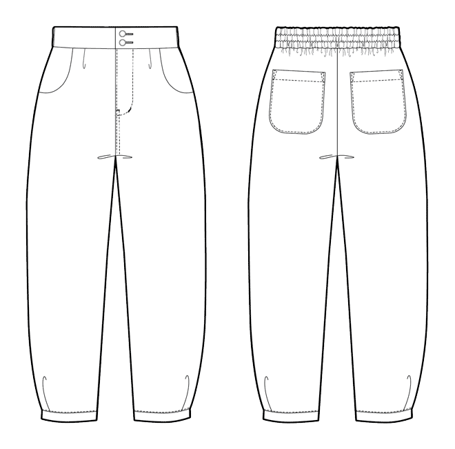Chanterelle Pants Zipper Fly Expansion Pack line drawings