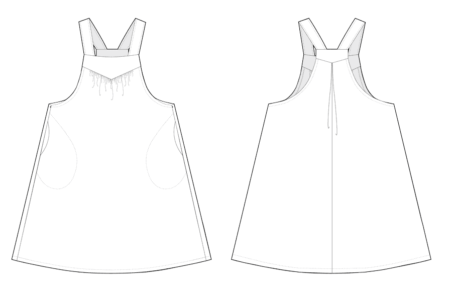 Petrichor Pinafore View B line drawing