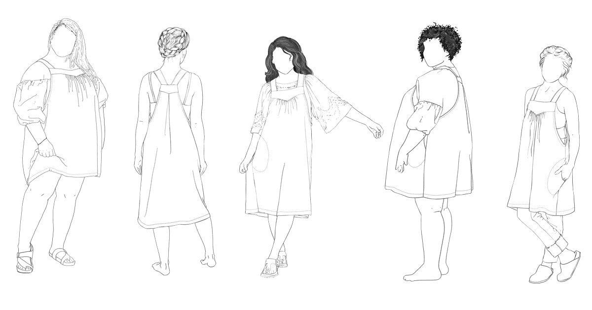 Petrichor Pinafore sewing pattern croquis