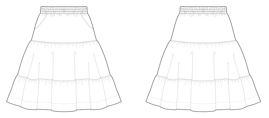 Songbird Skirt View A line drawing