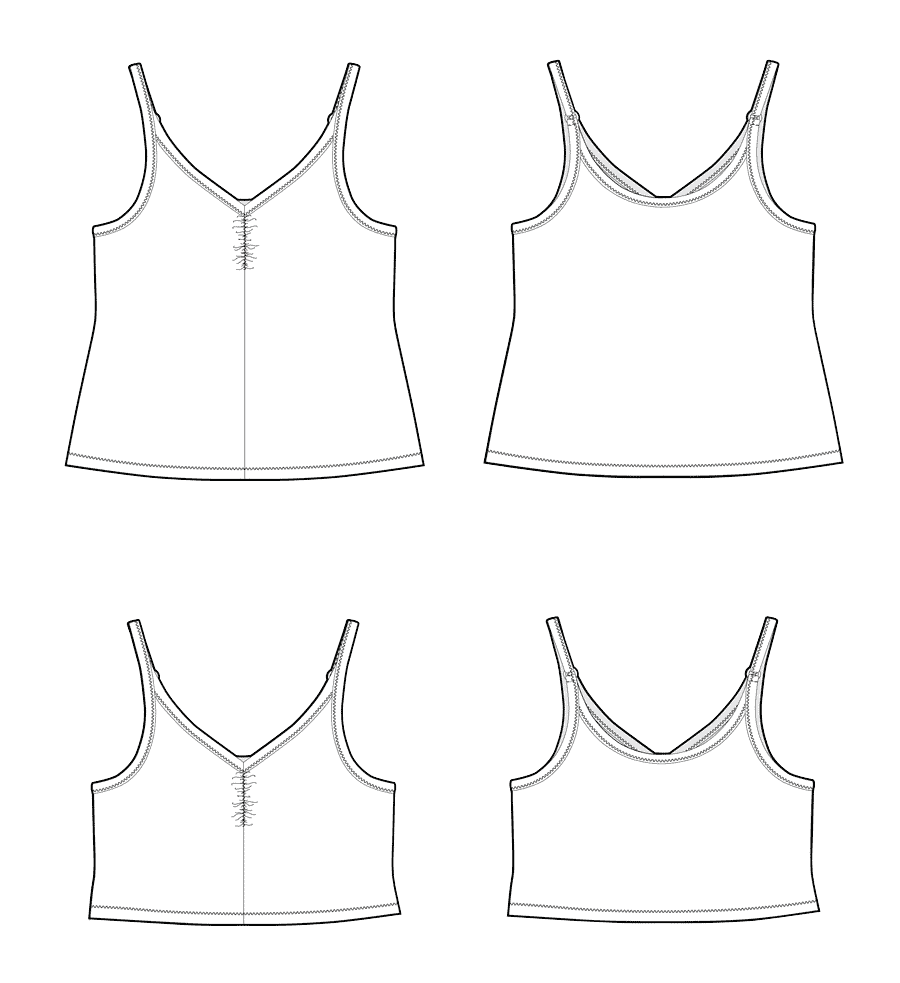Songbird Tank Top line drawing