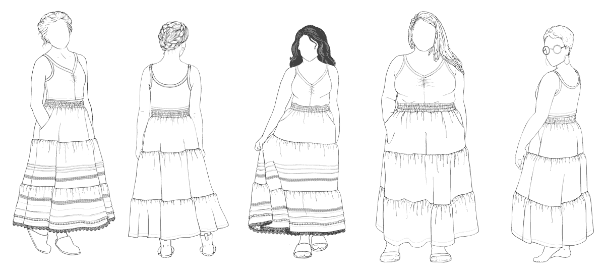 Songbird Skirt and Tank Top croquis