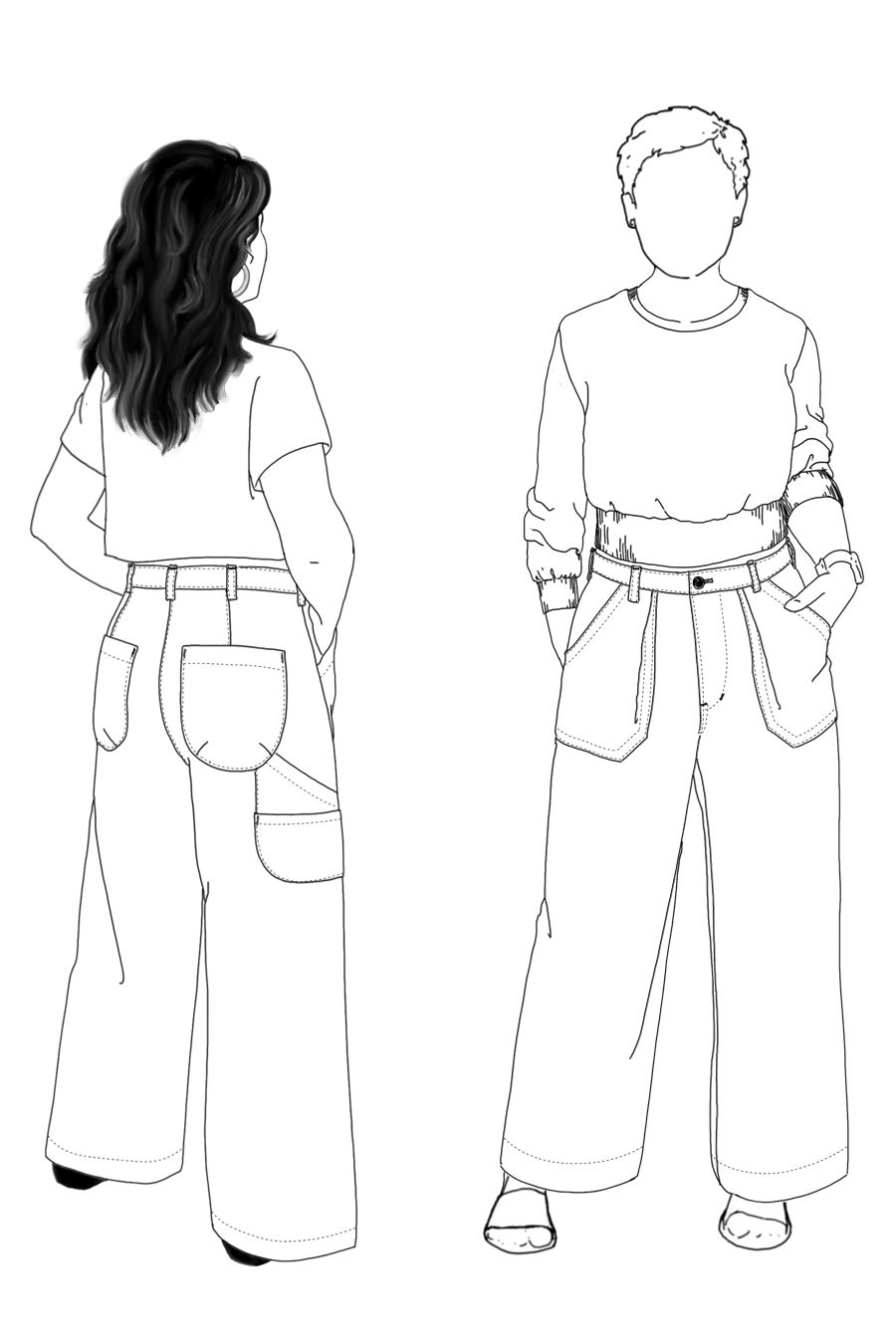 a croquis drawing of the pinyon pants