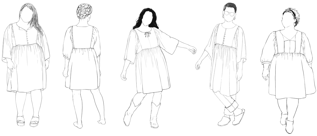 Greenbrier Dress sewing pattern croquis